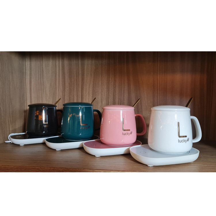 ماگ حرارتی لاکی 1314 به همراه صفحه گرمکن برقی ا Lucky thermal mug with electric heating plate سبز تیره