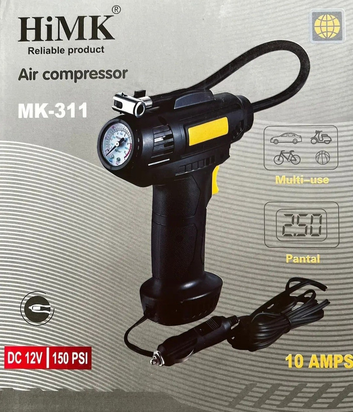 پمپ باد فندکی HiMK MK-311 | کمپرسور پرتابل قدرتمند 150 PSI مناسب خودرو و موتور
