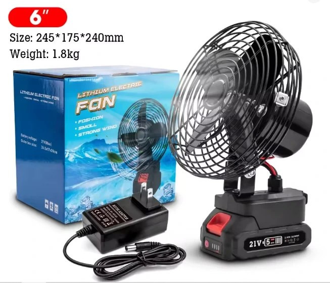 پنکه شارژی ۴۸ولت توری فلزی مدل FAN LITHIUM 3PIN باتری ۳ سلولی