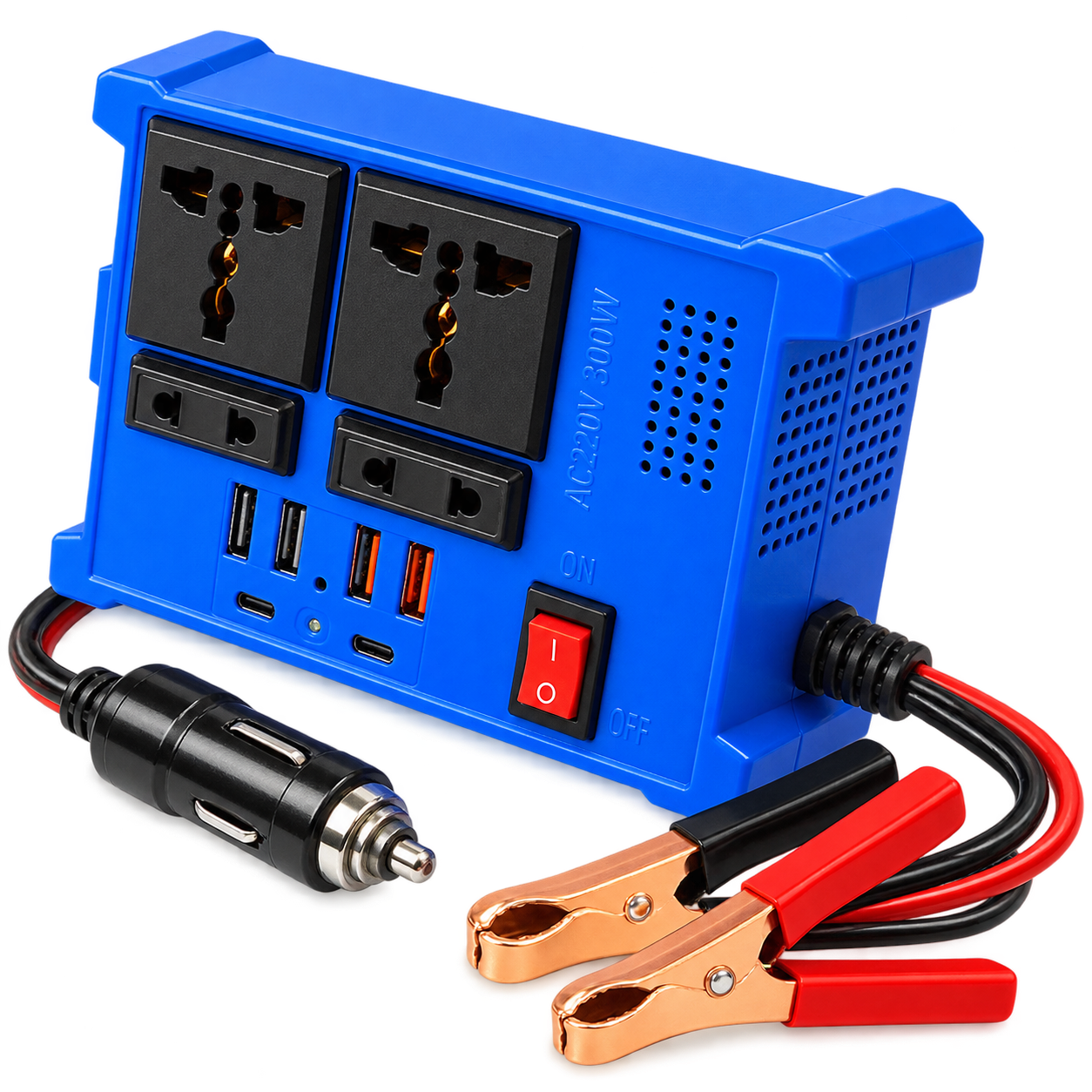 اینورتر 300 وات هوشمند مدل SI-04 با 4 پورت USB و 2 پورت PD شارژ سریع